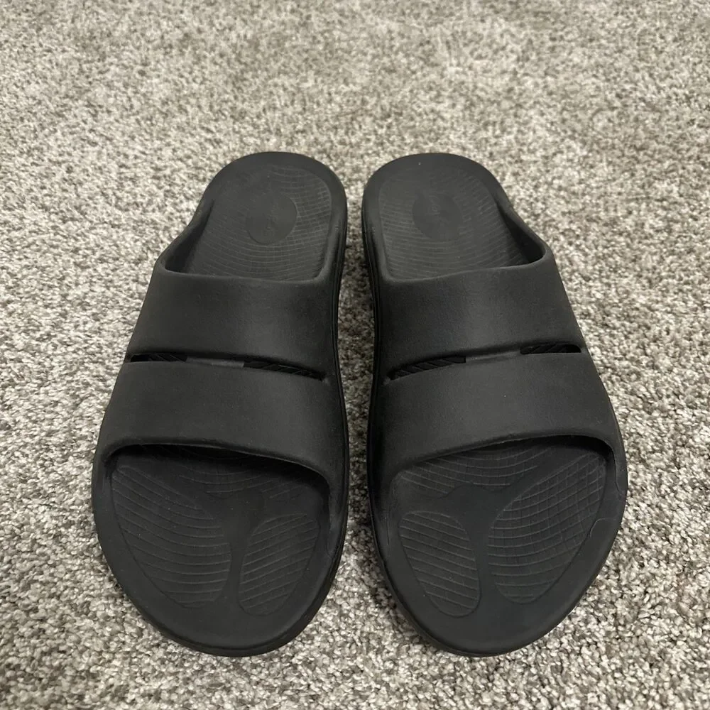 Oofos Ooahh Slide Sandals Men’s Size 12 Black Recovery Comfort Slip On GUC
